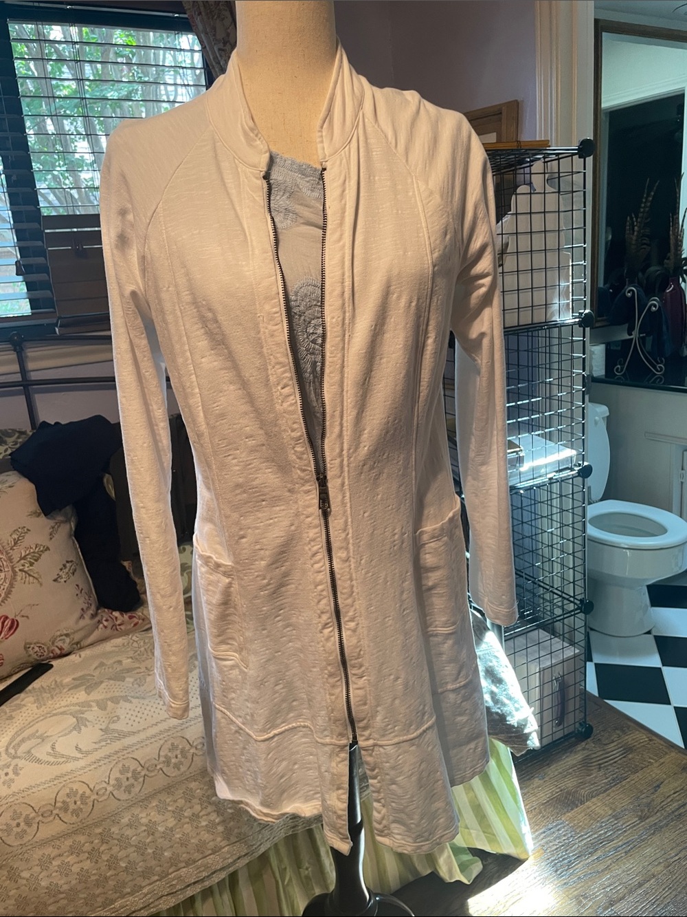 XCVI white Zip-Front Long Jacket